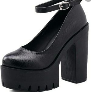 Black platform mary jane shoes